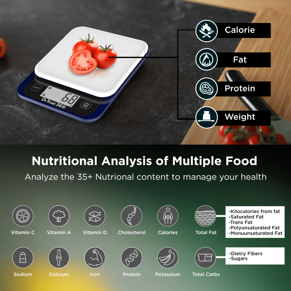 Dr Trust USA Smart Nutrition Food Kitchen Scale with App 530