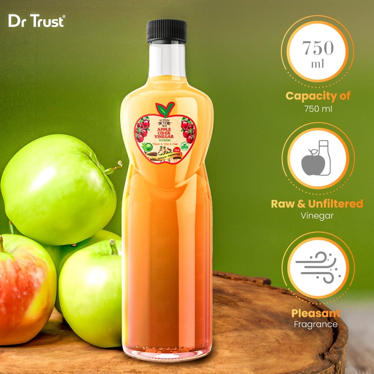 Dr Trust USA Trunature Raw Organic Apple Cider Vinegar 704 (750 Ml) (Expiry April 2026)