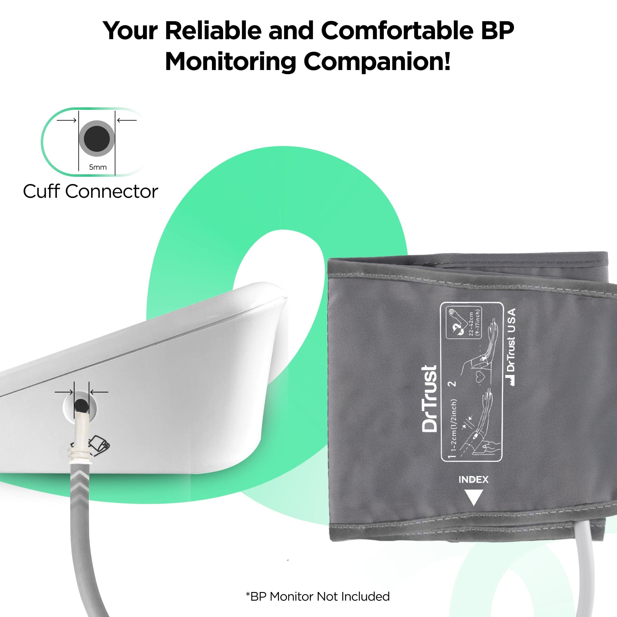 Dr Trust USA Blood Pressure Monitor Dr Trust USA Upper Arm BP Monitor Cuff Size of 22-42 cm For Blood Pressure Measurements, Durable, Soft & Comfortable BP Machine Cuff 129