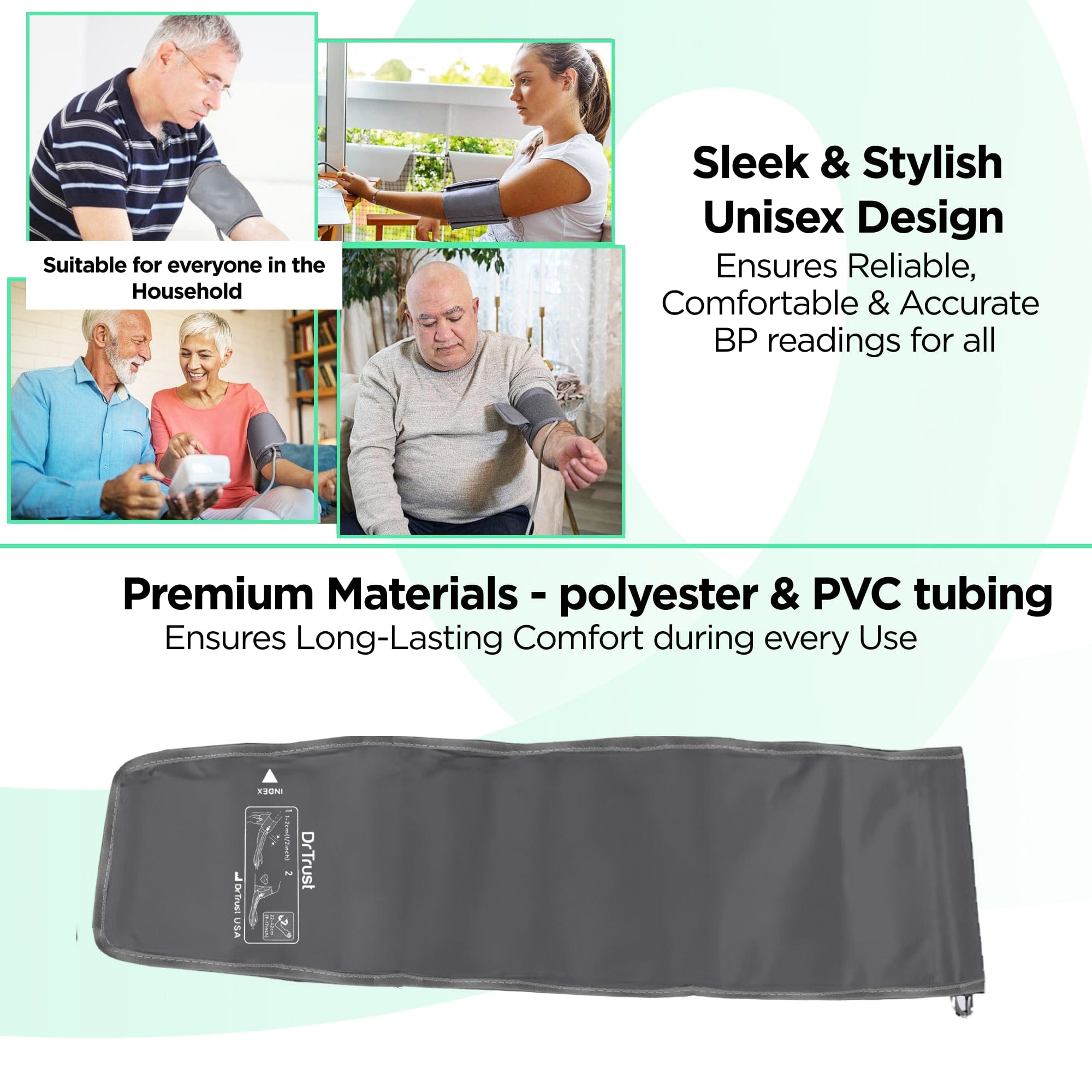 Dr Trust USA Blood Pressure Monitor Dr Trust USA Upper Arm BP Monitor Cuff Size of 22-42 cm For Blood Pressure Measurements, Durable, Soft & Comfortable BP Machine Cuff 129