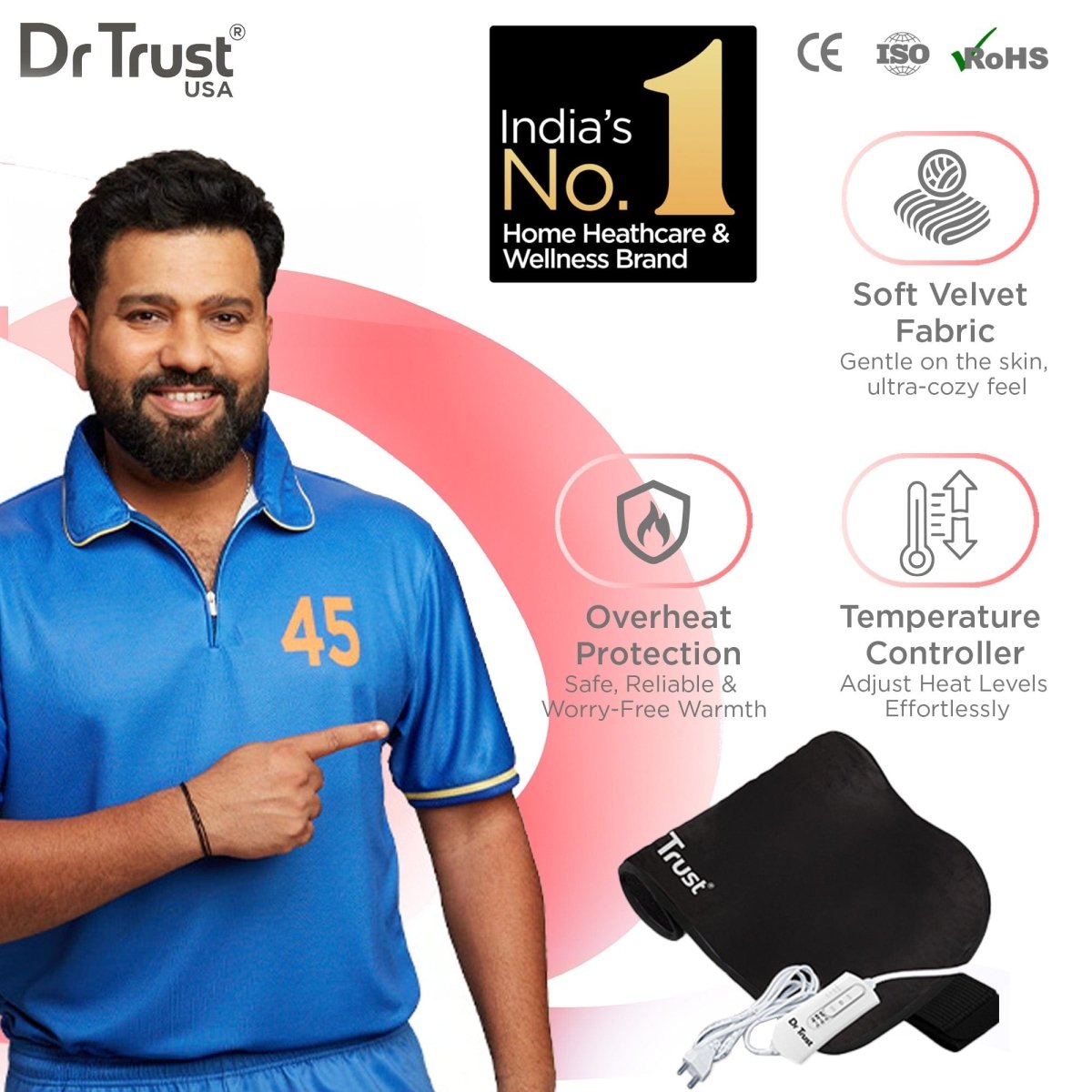 Dr Trust USA VelvetTherm Orthopedic Electric Heating Pad 388