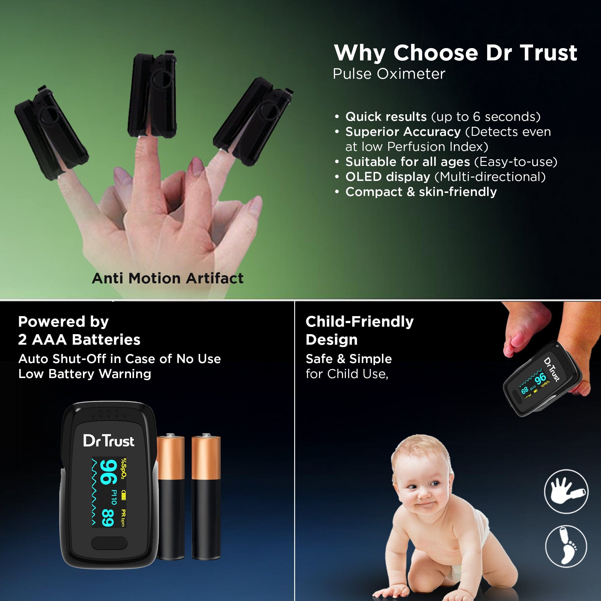 Dr Trust USA Pulse oximeter Dr Trust USA Vital Pulse Oximeter, SPO2 Meter Fingertip Blood Oxygen Saturation Monitor, Blood Oxygen Meter Finger Oximeter Finger with Pulse 219