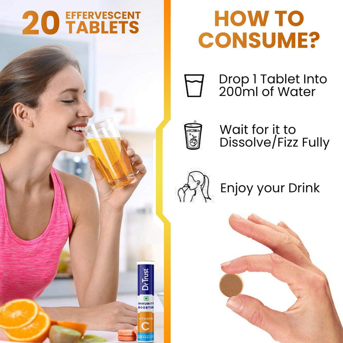 Dr Trust USA free_gift Dr Trust USA 1000 mg Vitamin C Amla Zinc Tablets Effervescent Sugar free 20 tablets 721