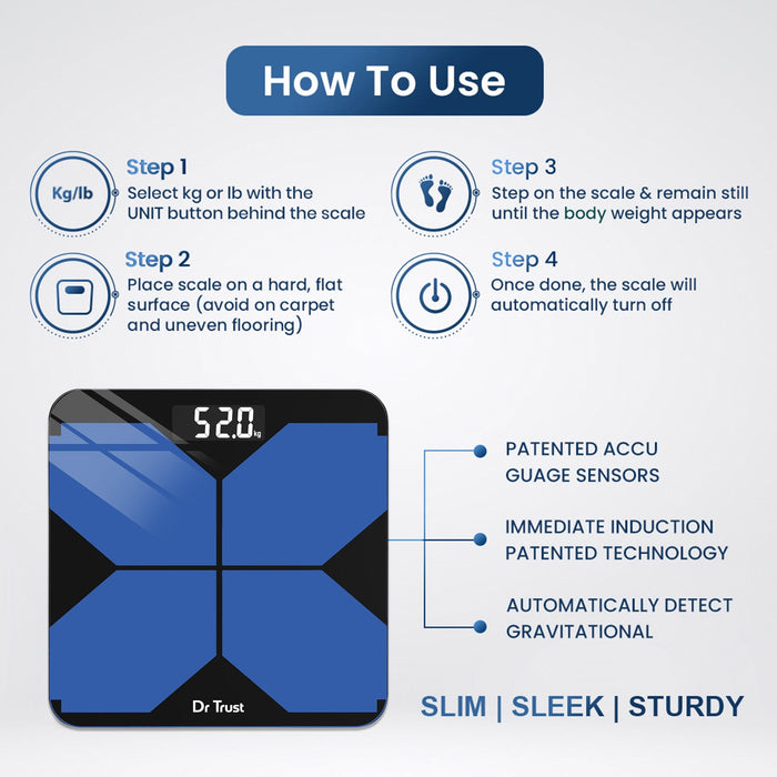 Dr Trust USA Weighing Scale not body fat Dr Trust USA Unbeatable Personal Scale 524, Digital Weighing Machine for Body Weight Check, Electronic Device Measures Weight Loss Progress Automatically - 3-Year Warranty