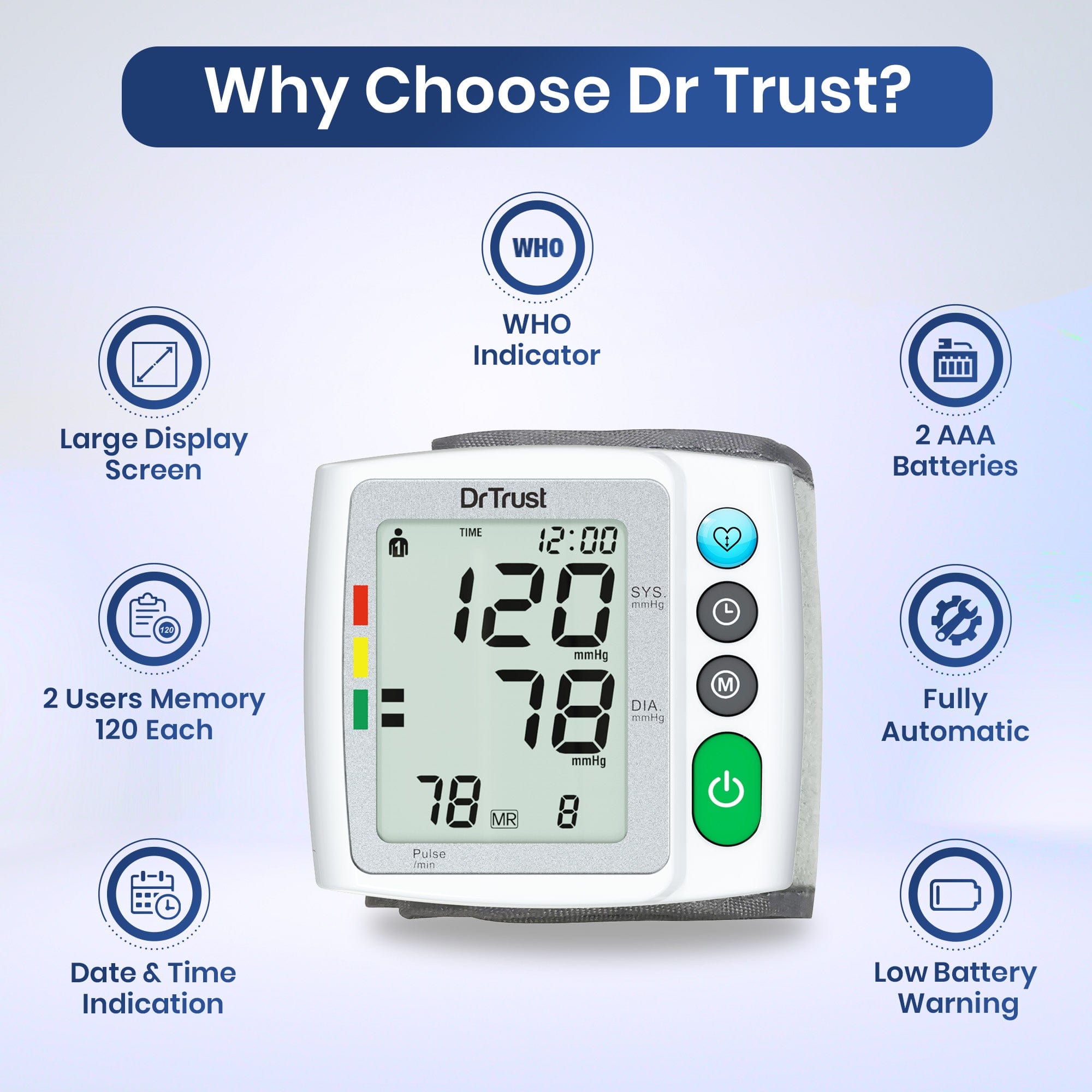 Dr Trust USA Blood Pressure Monitor Dr Trust USA Wrist BP 109