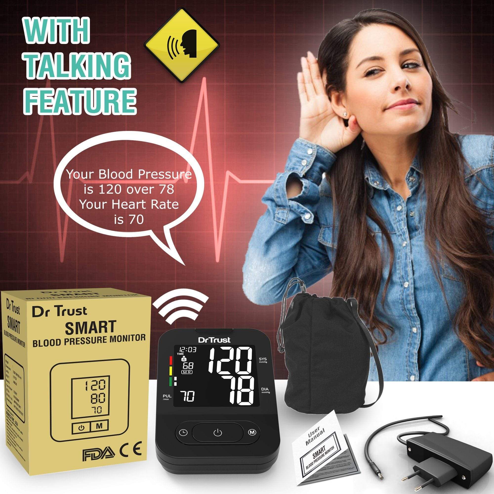 Dr Trust USA BP Smart (Non MDI with Adaptor) Blood Pressure Monitor | Dr Trust.
