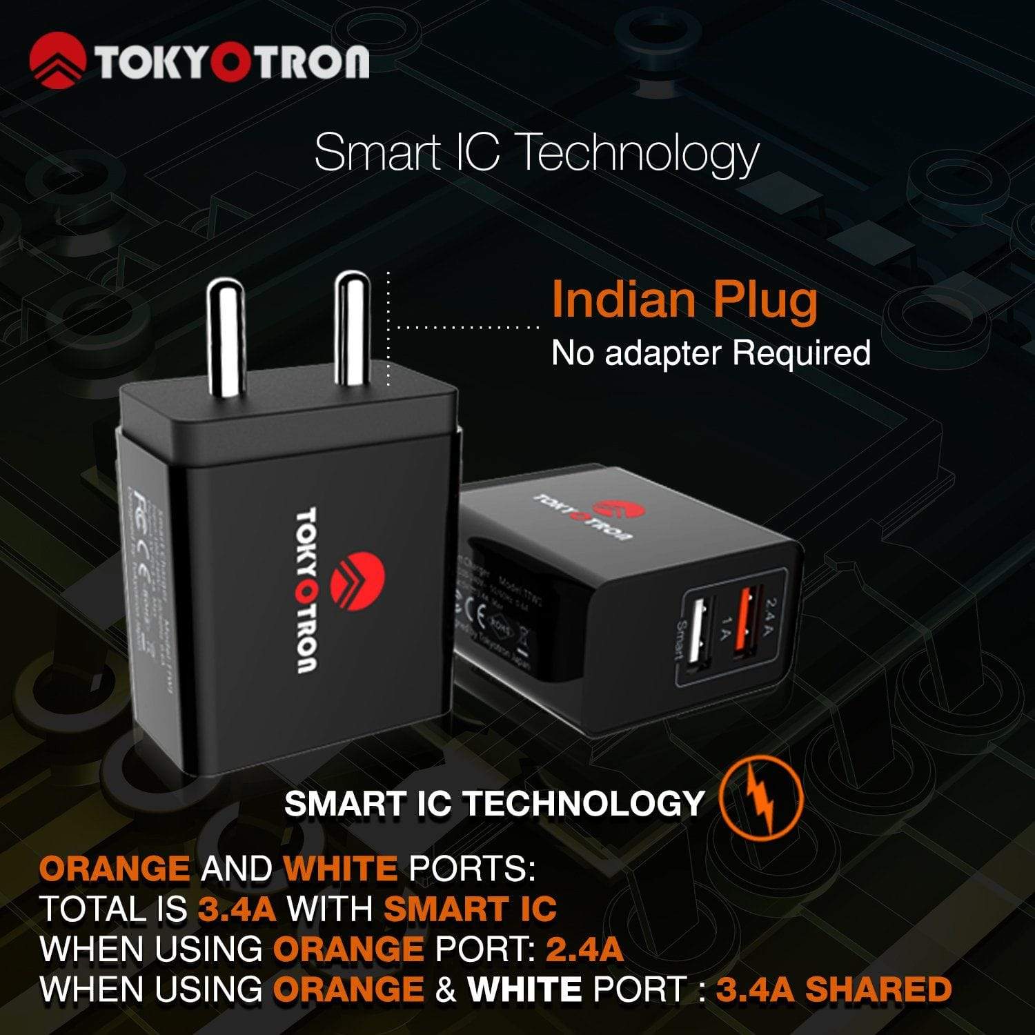 Tokyotron 2 port USB Wall Charger for Mobile | Dr Trust.