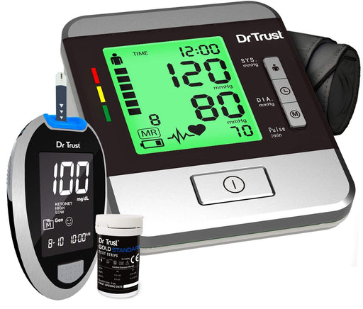 Dr Trust USA Goldline Digital BP Monitor 103 + Glucometer Sugar Check Machine 9001 with 10 Strips | Dr Trust.