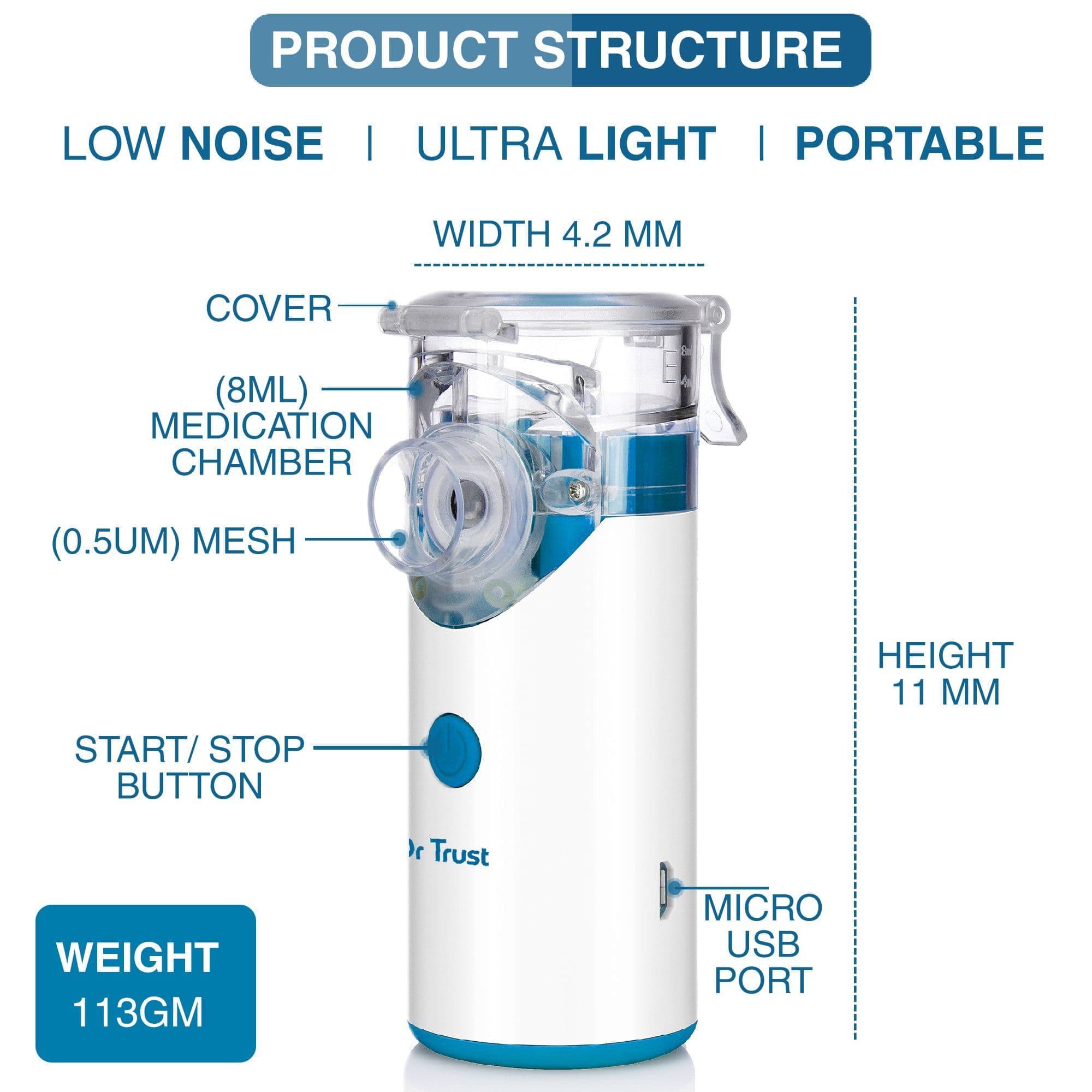 Dr Trust USA Mesh Nebulizer Rechargeable 406 | Dr Trust.