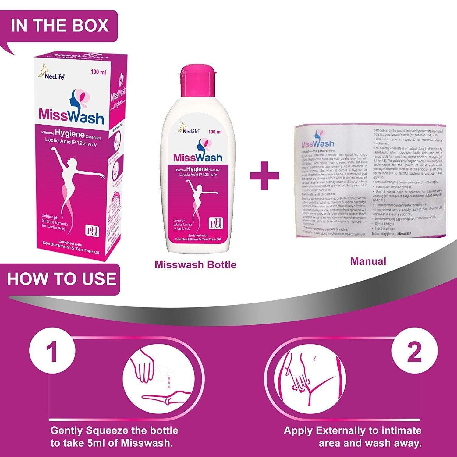 MissWash Expert Intimate Hygiene Wash - 100 ml (Pack of 3) | Dr Trust.