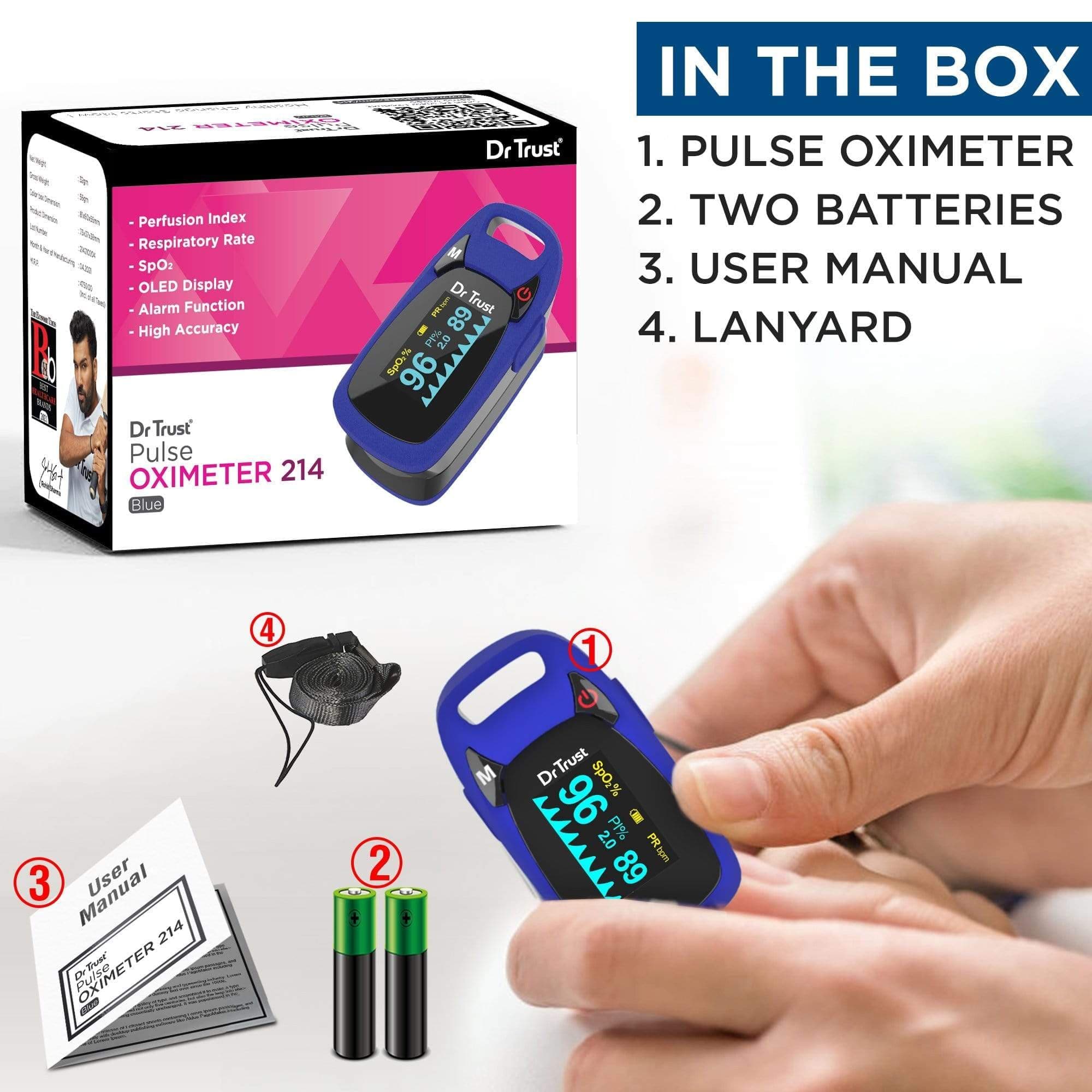 Dr Trust USA Pulse Oximeter 214 (Blue) | Dr Trust.