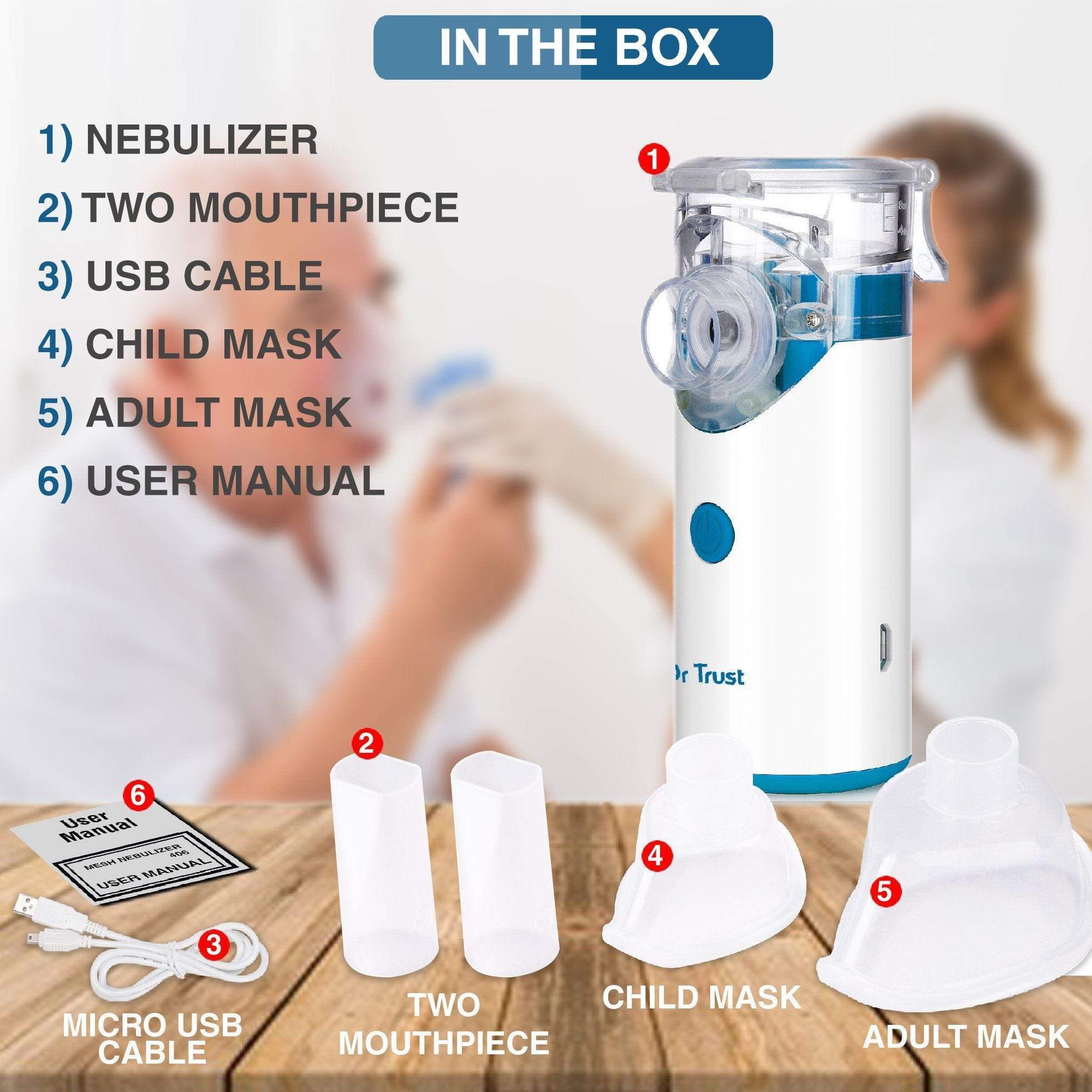 Dr Trust USA Mesh Nebulizer Rechargeable 406 | Dr Trust.