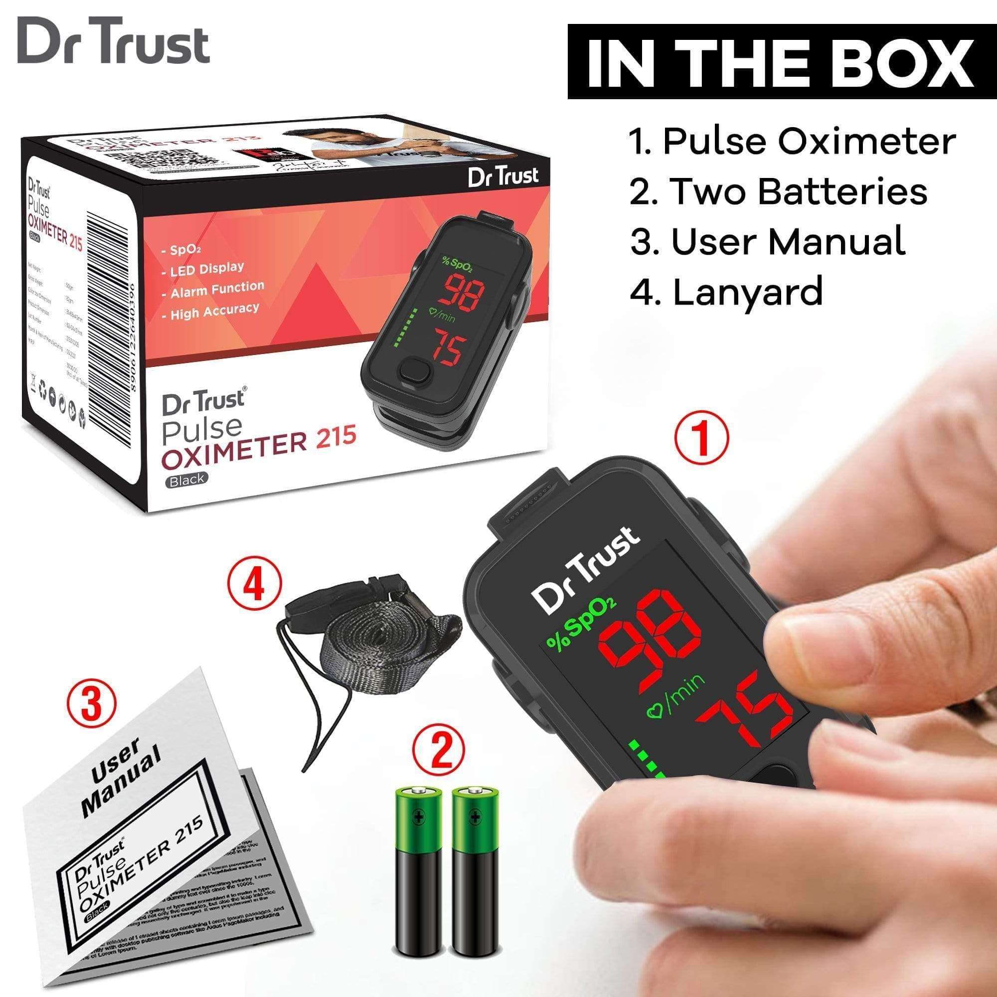 Dr Trust USA Pulse Oximeter 215 (Black) | Dr Trust.