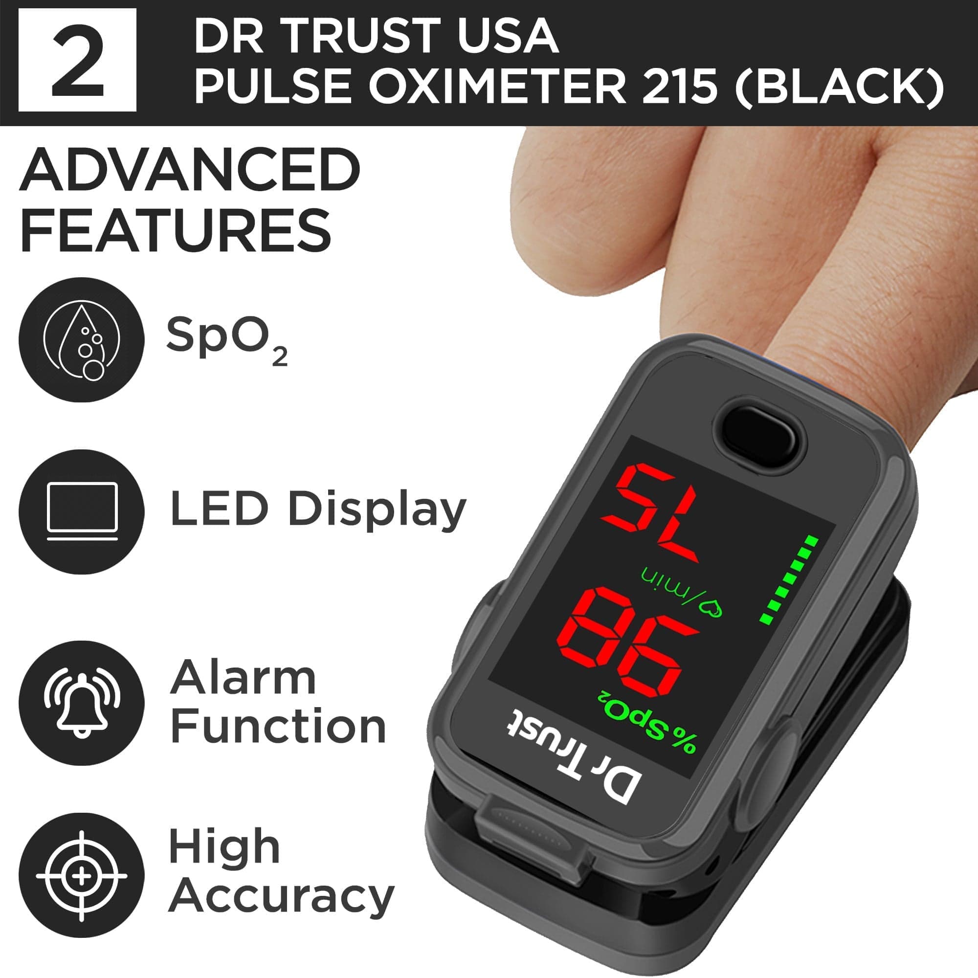 Dr Trust USA Covid Essential Basic Combo Pack - Dr Trust USA Pulse Oximeter 215 + Dr Trust USA Non-Contact IR Infrared | Dr Trust.