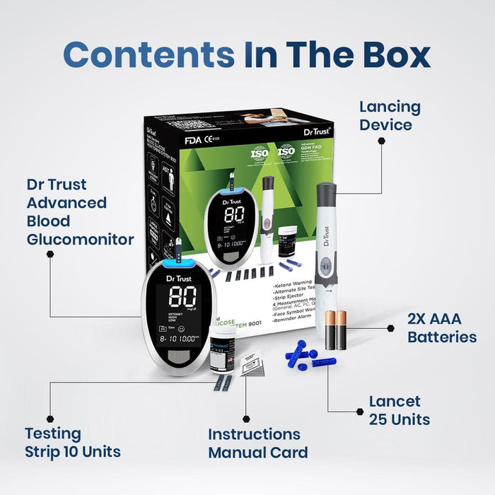 Dr Trust Dr Trust USA Gold Standard Glucose Monitor Glucometer Sugar Check Testing Machine 9001 with 25 Strips