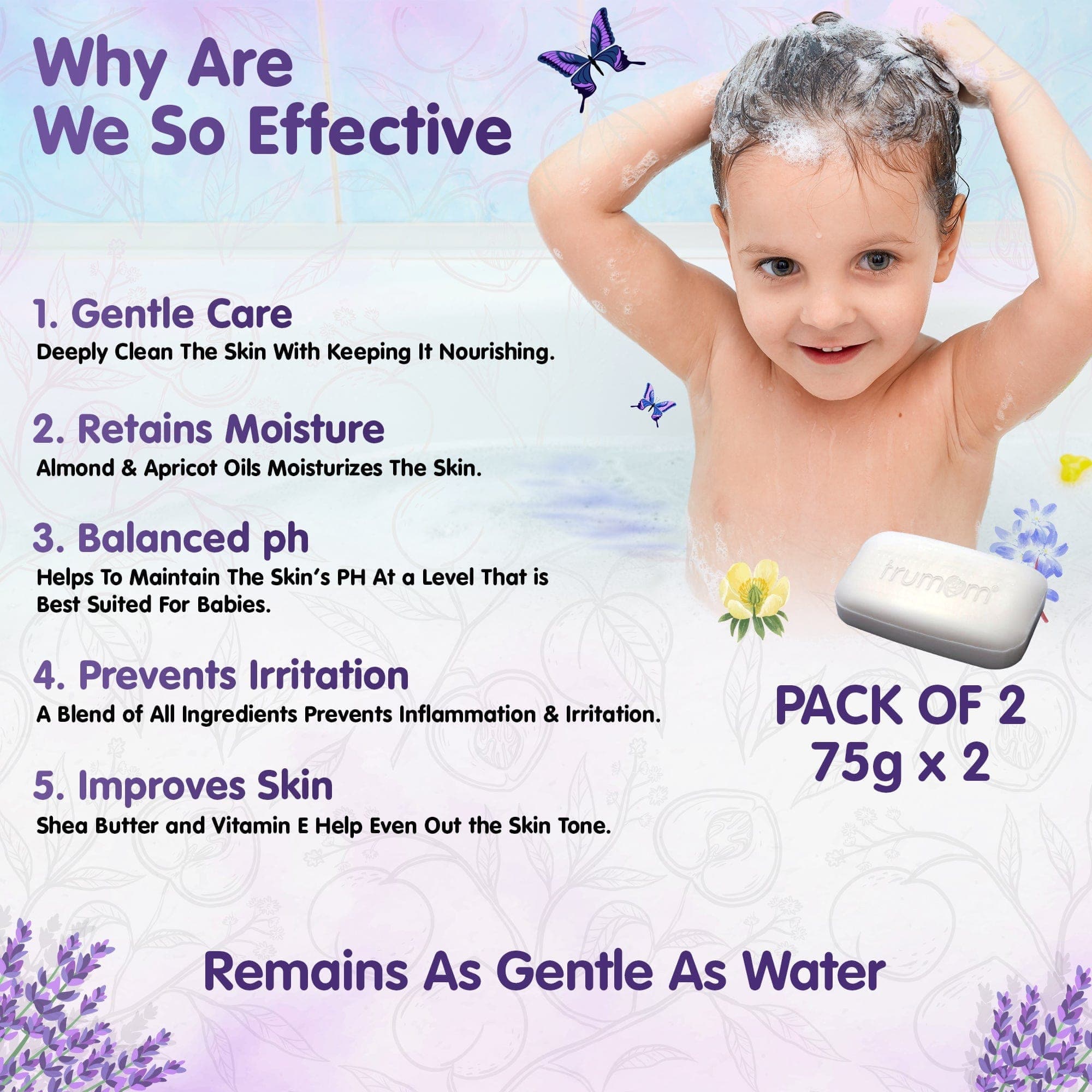 Dr Trust USA Trumom organic Trumom USA Baby Soap Bar with ORGANIC Formula Australian Made Safe Certified, Toxins & Chemical FREE I pH Balanced I Cleanses Gently Pack of 2