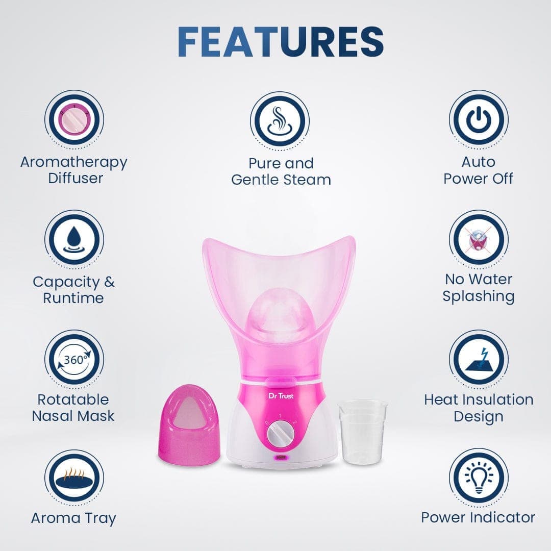 Dr Trust USA facial Steamer Dr Trust USA Home Spa Face Steam Vaporizer (Pink) 901