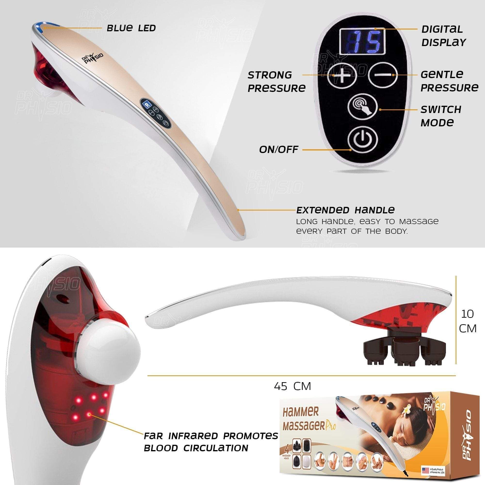 Dr Physio USA Hammer Pro Body Massager Machine (Golden) 1006 | Dr Trust.