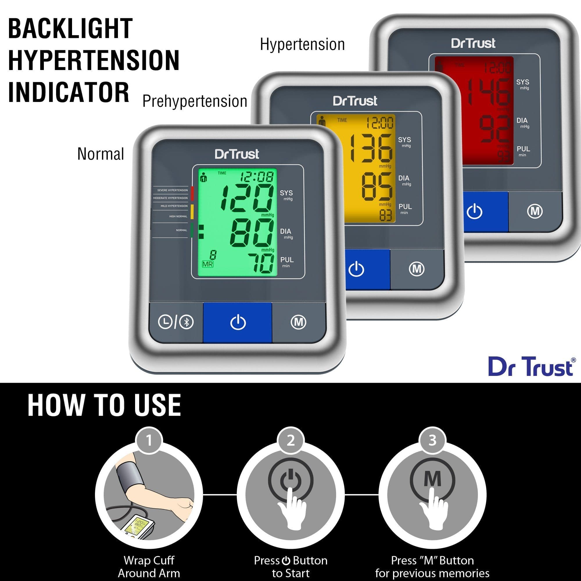 Dr Trust USA A-one Max Connect Bluetooth Blood Pressure Monitor BP machine 105 | Dr Trust.