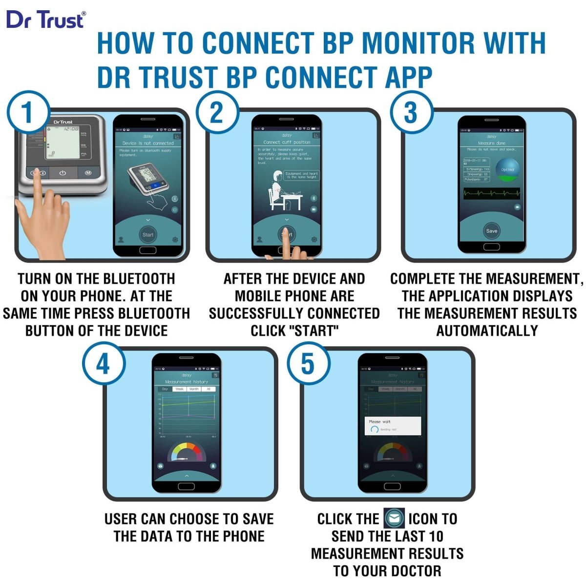 Dr Trust USA A - one Max Connect Bluetooth Blood Pressure Monitor BP machine 105