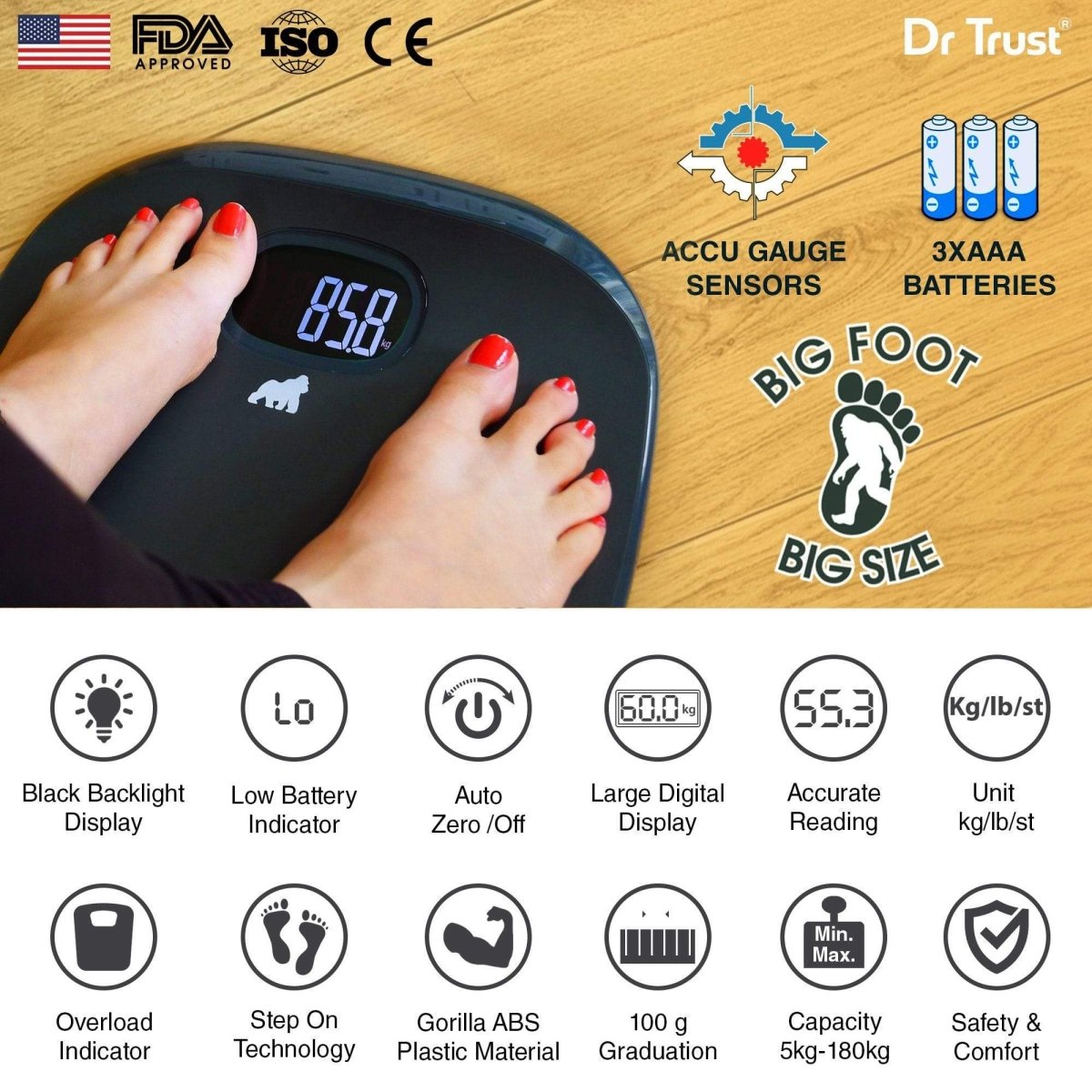 Dr Trust USA ABS Absolute Personal Scale (Grey)