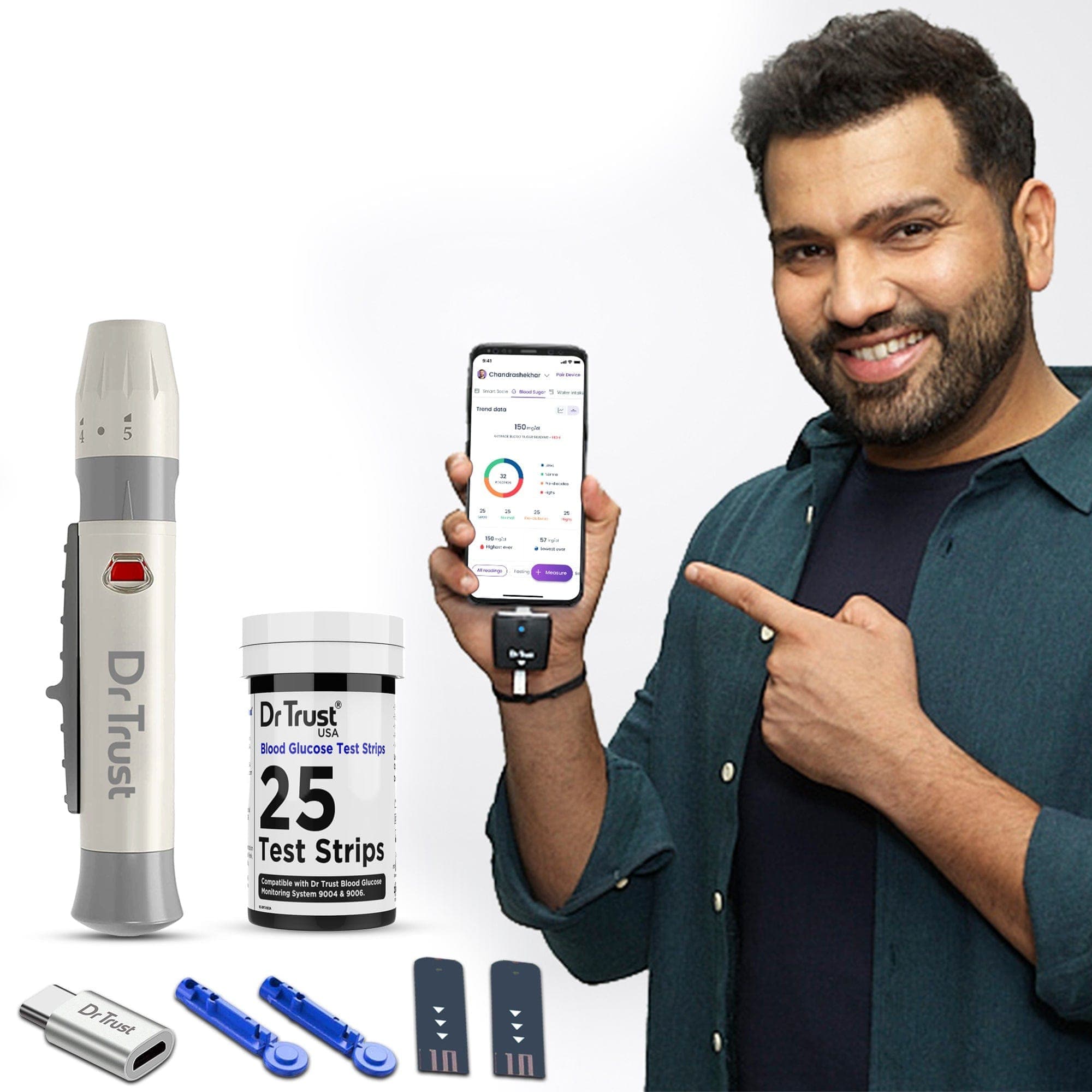 Dr Trust USA Glucometer Dr Trust USA GlucoSMART Glucose meter 9004 with 25 strips