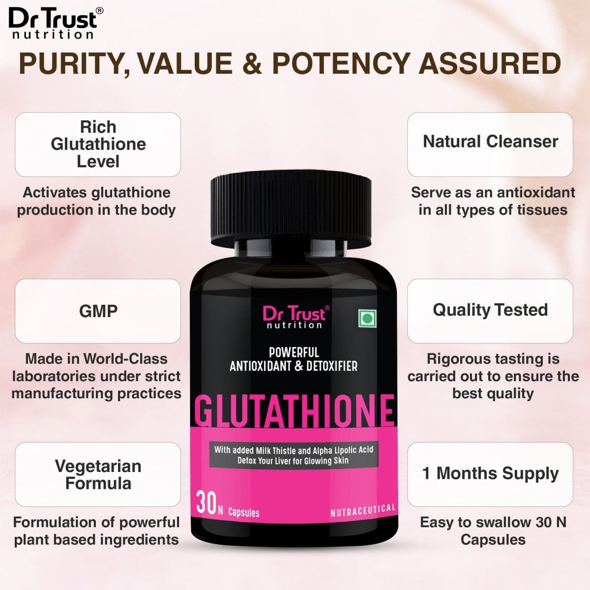 Dr Trust USA Glutathione Vegetarian Capsules 500 mg 722