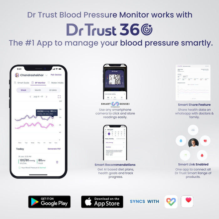 Dr Trust USA Blood Pressure Monitor Dr Trust USA iCheck Connect Blood Pressure Monitor 118