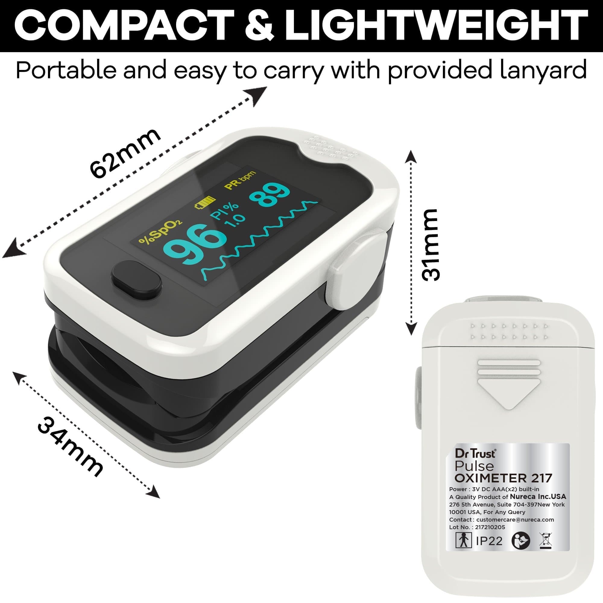Dr Trust USA Pulse Oximeter 217 (White) | Dr Trust.