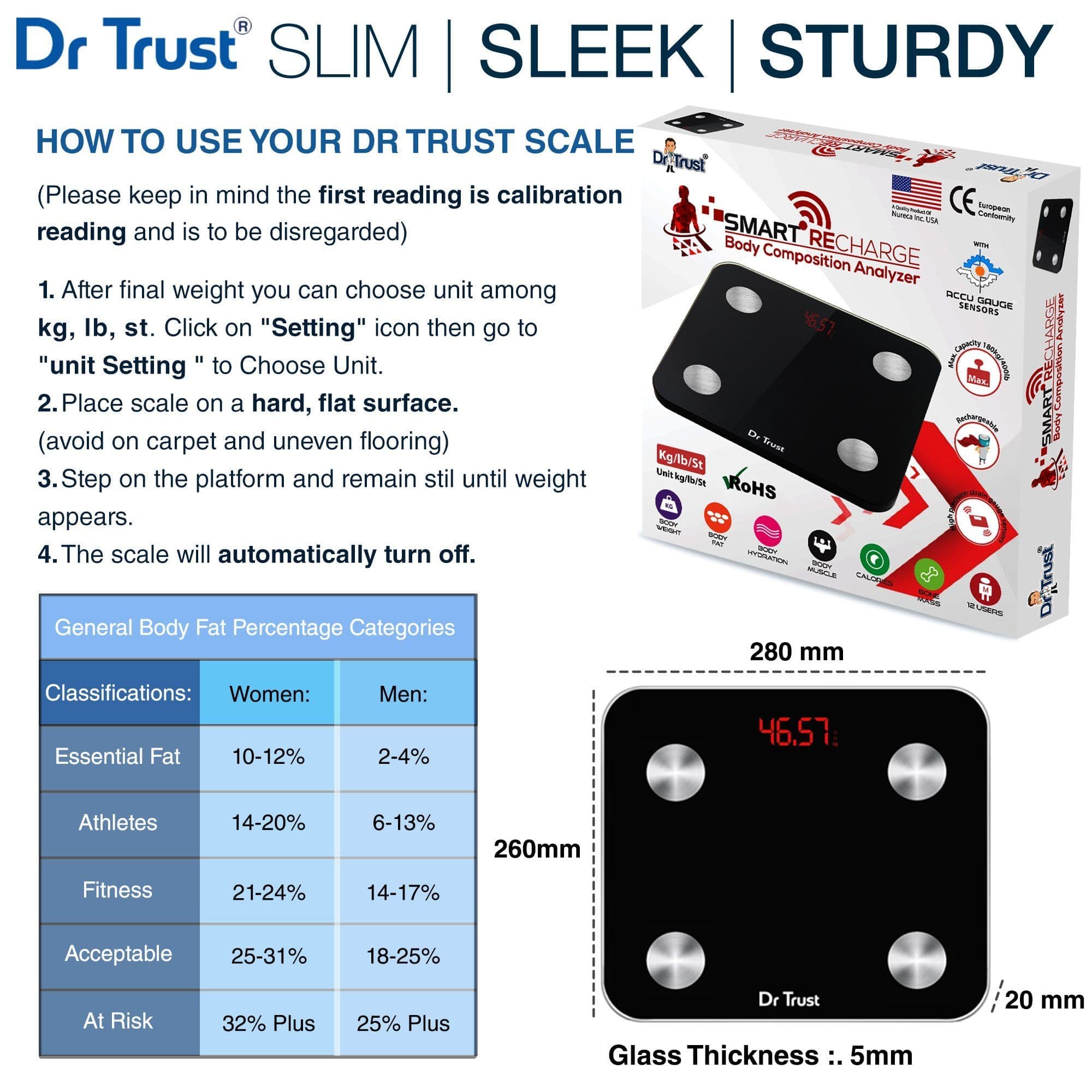 Dr Trust USA Smart Body Fat Scale | Dr Trust.