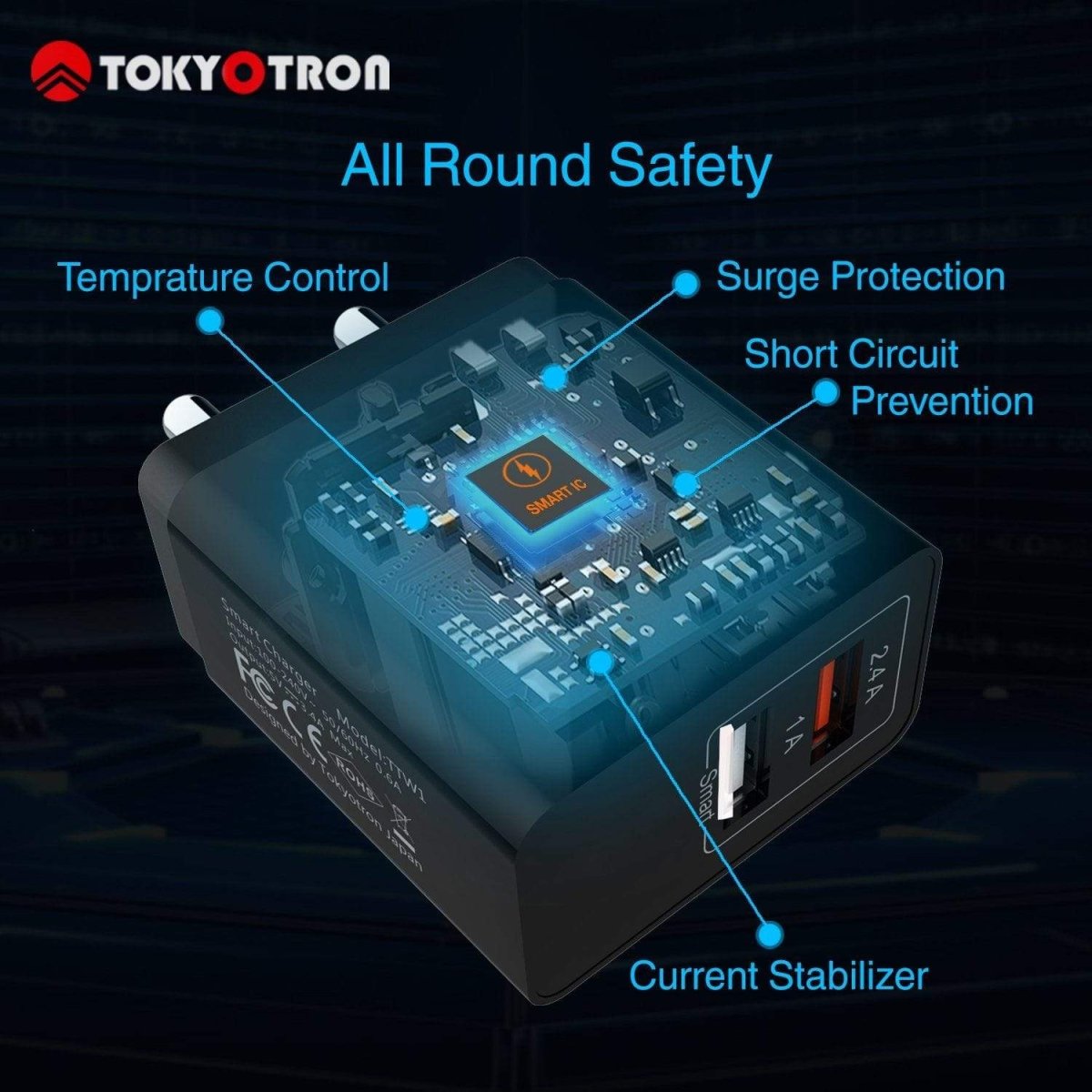 Tokyotron 2 Port USB Wall Charger