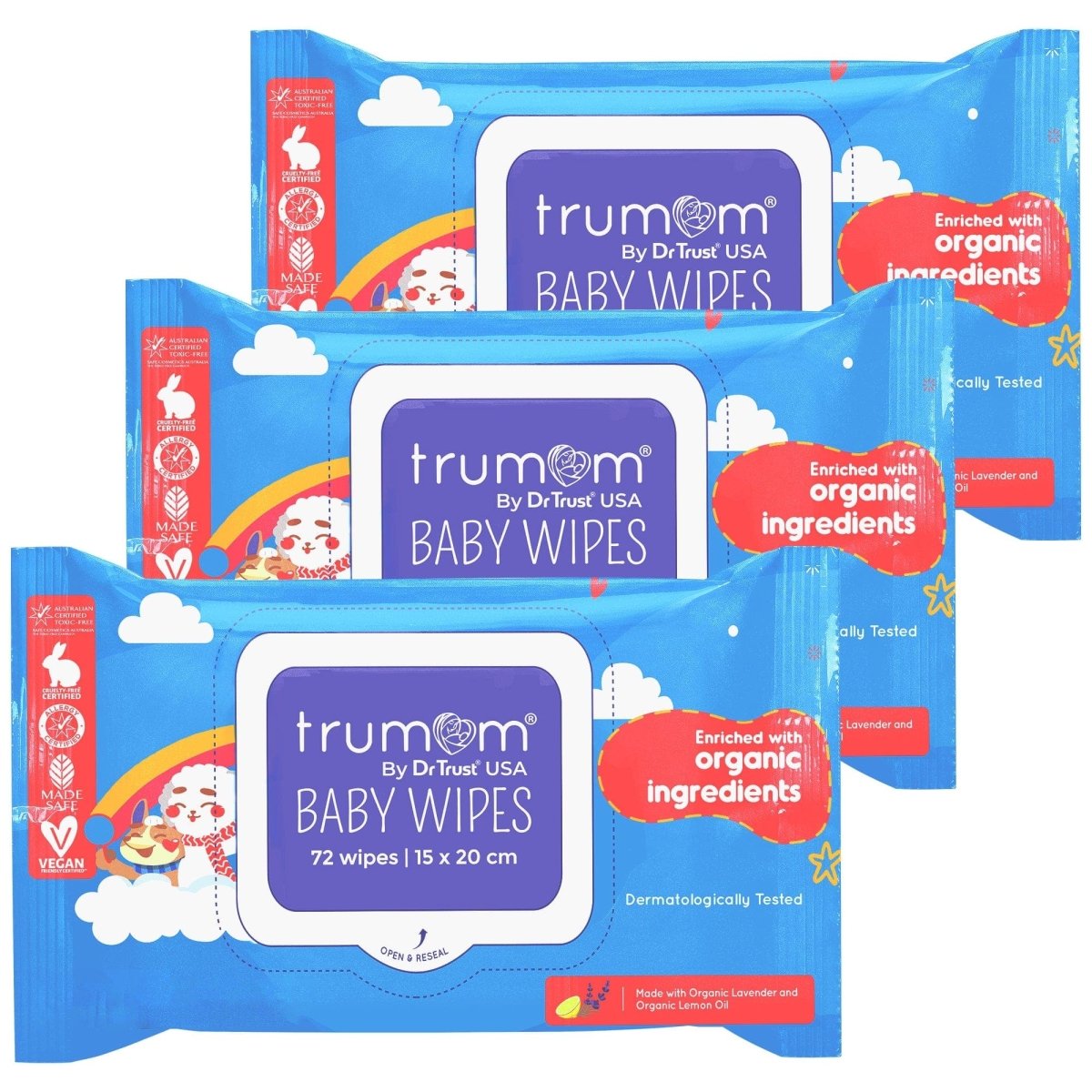 Trumom USA ORGANIC Baby Wipes (Pack of 3) 2015